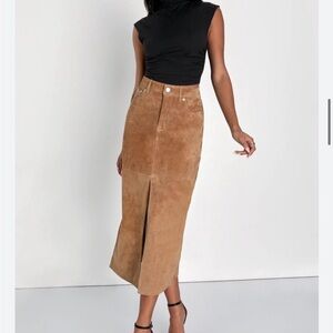 Blank NYC PECAN Suede Skirt